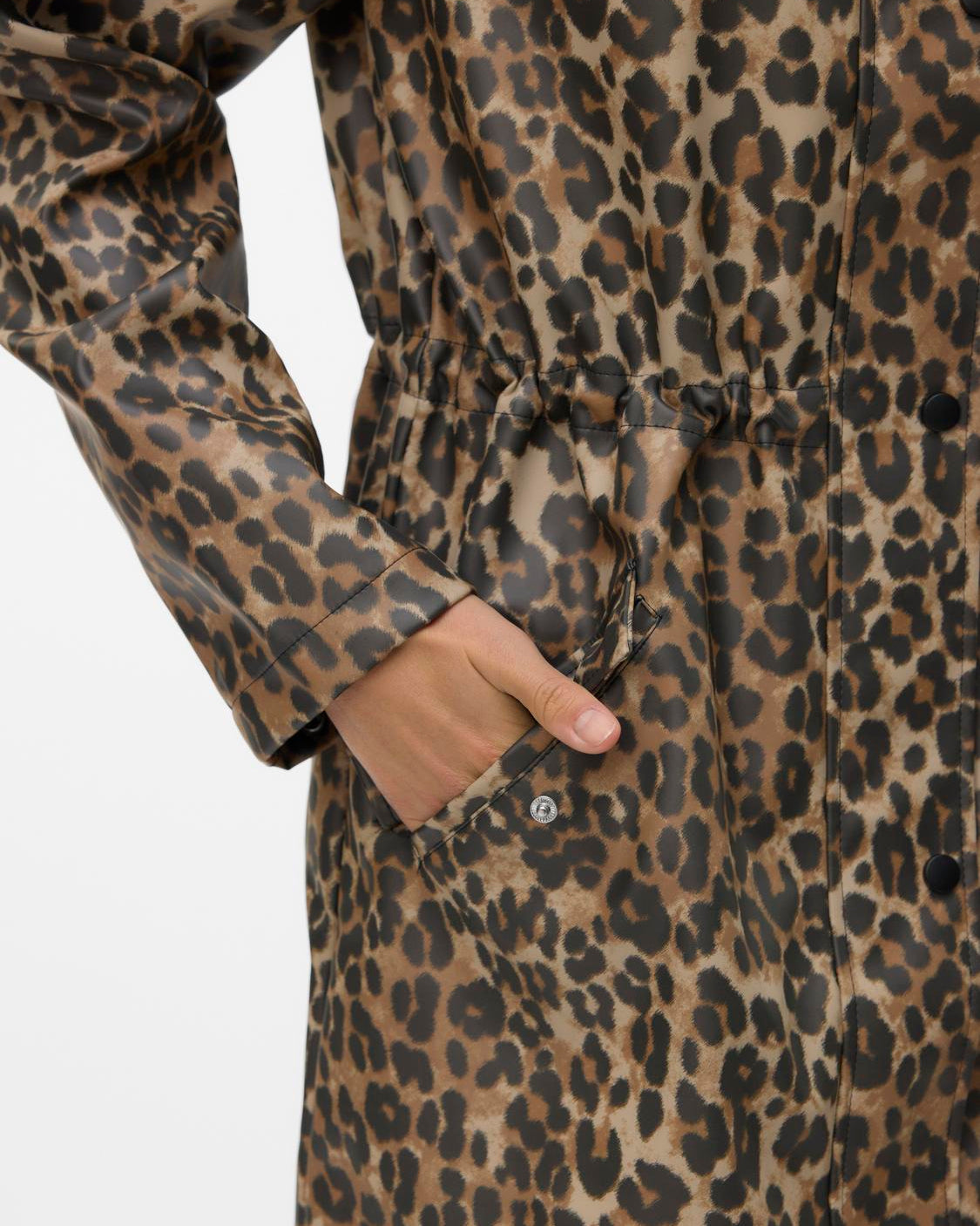 Leopard print coat with a white background